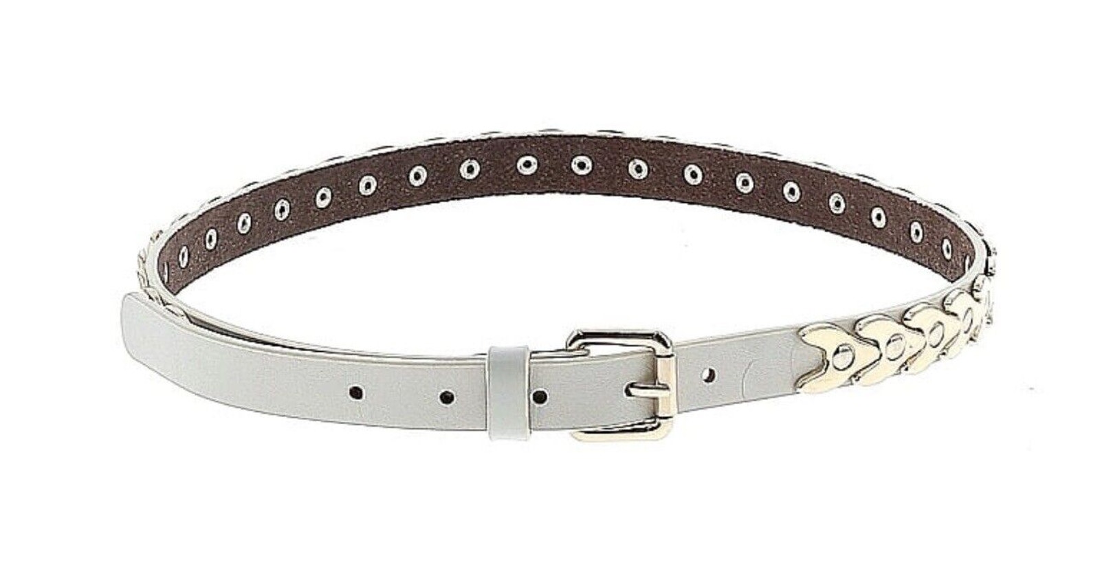 J. Mclaughlin White Gold Metal Detail .75” Wide Xs 23 - 27” Belt